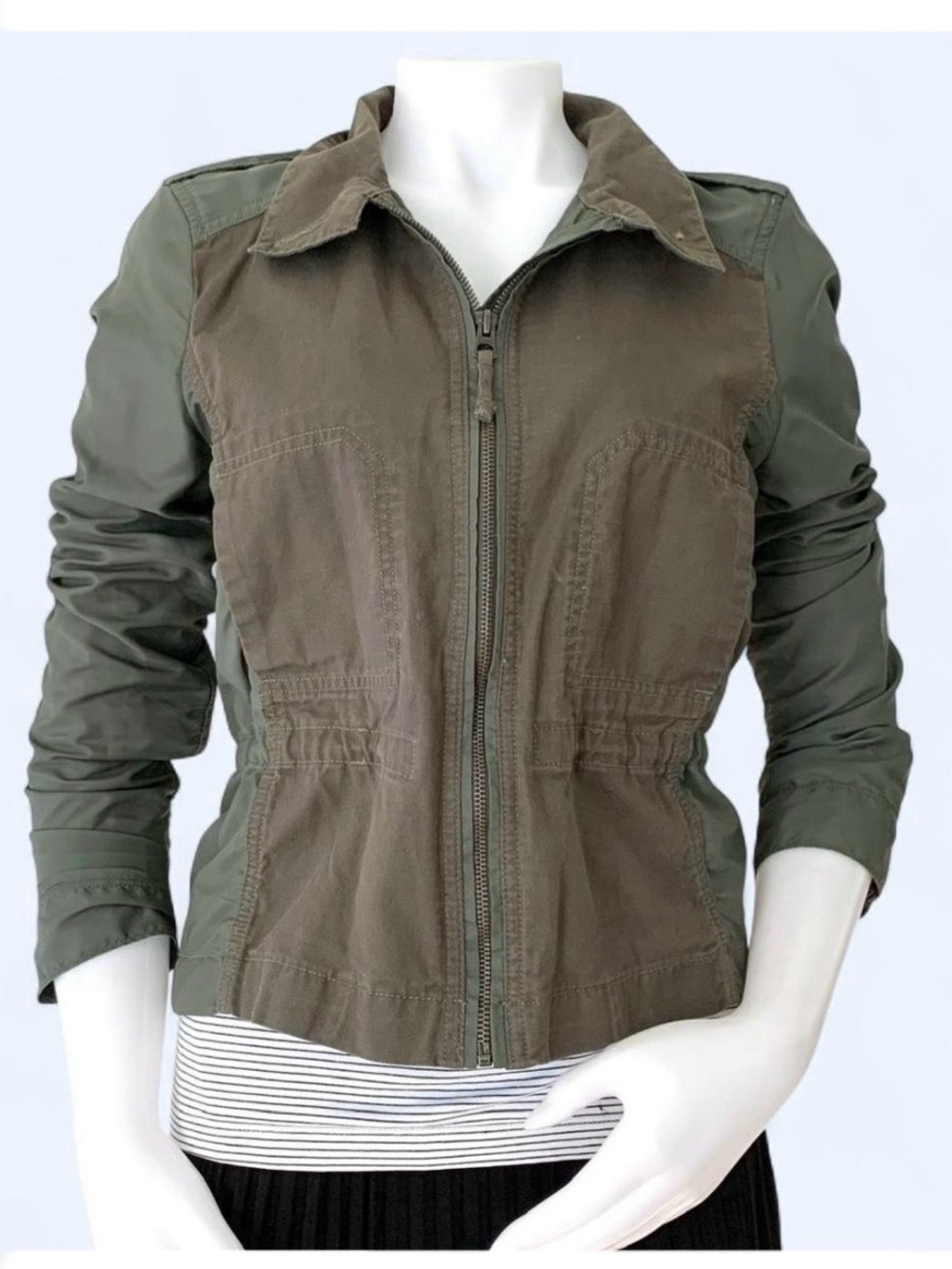 Lucky Brand Utility Military Green zippered long sleeve jacket